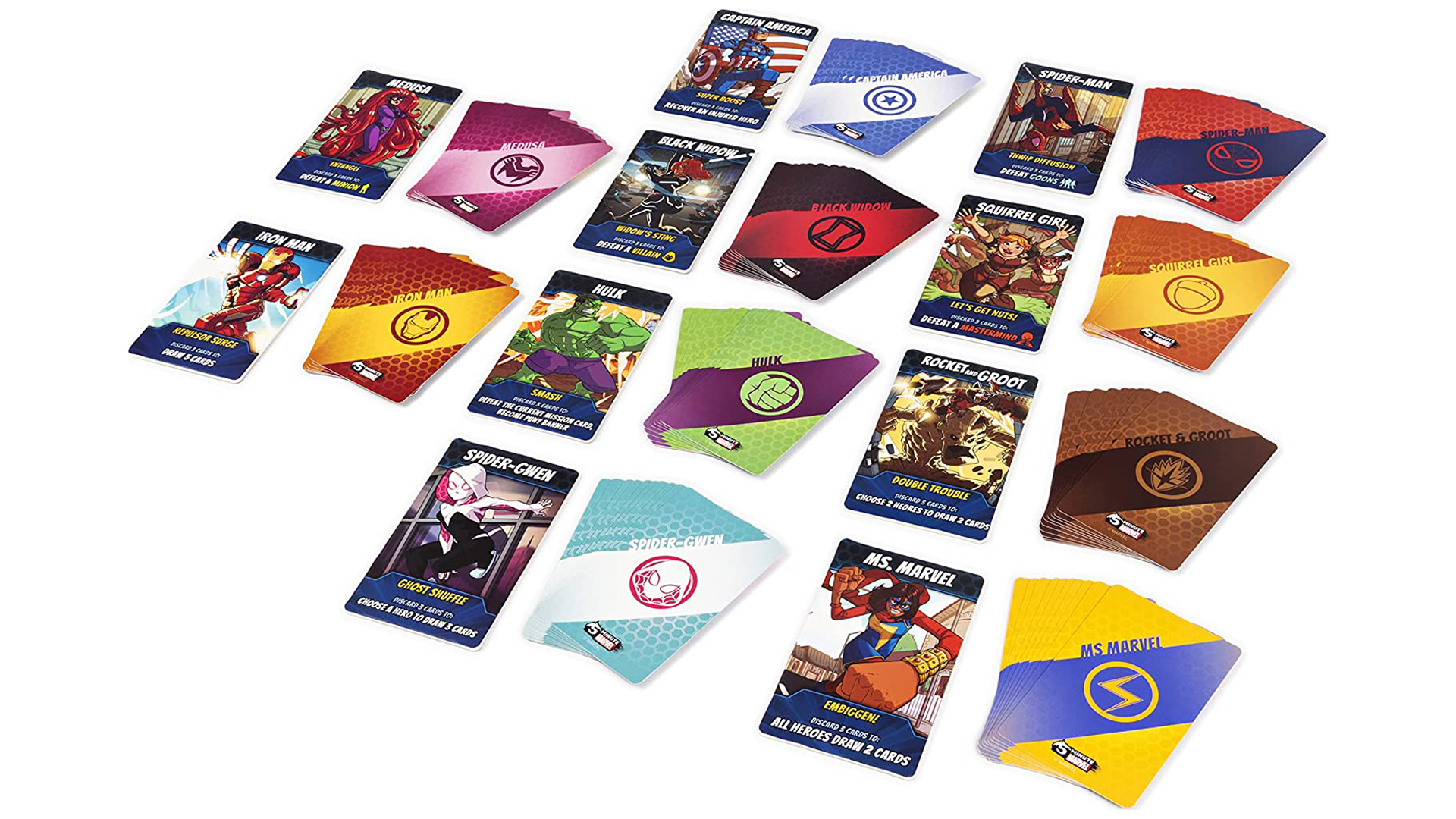 An image of some cards from 5-Minute Marvel.