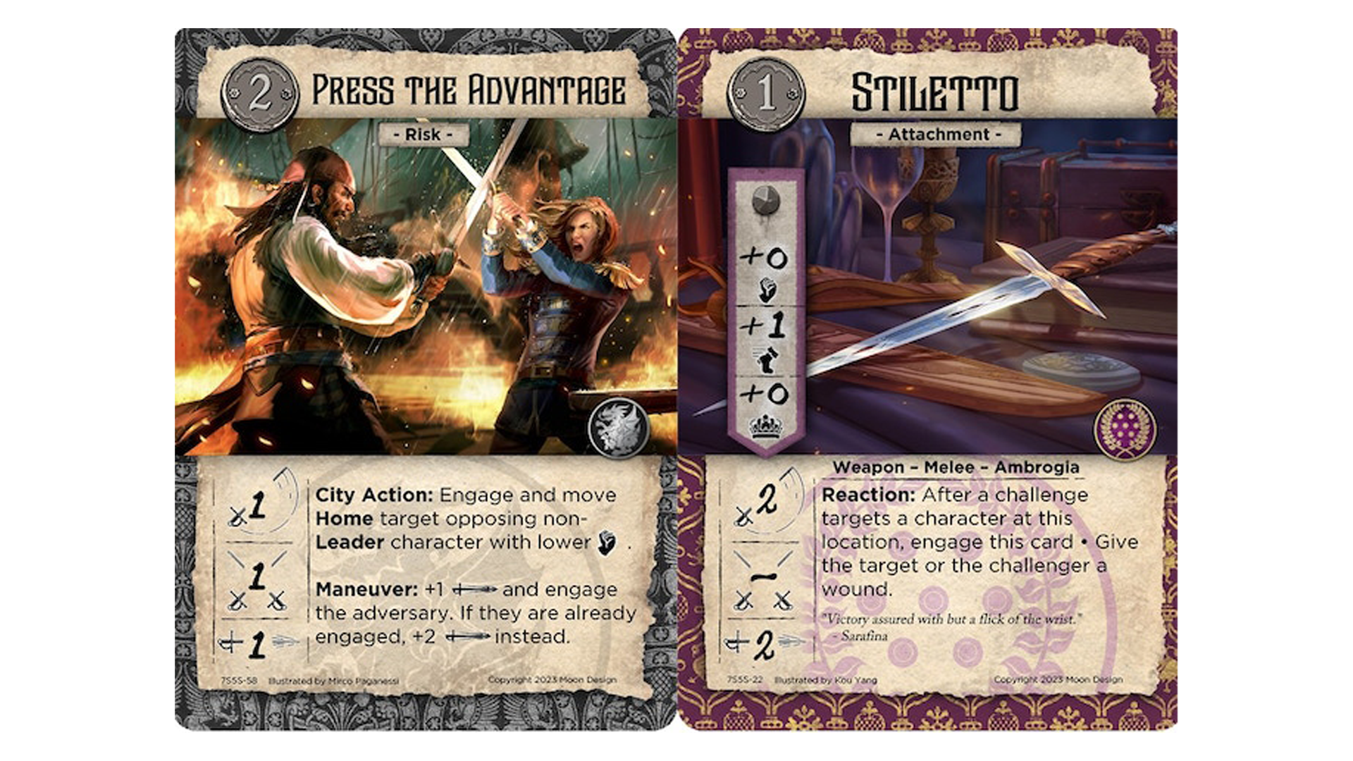 Cards for 7th Sea: City of Five Sails.