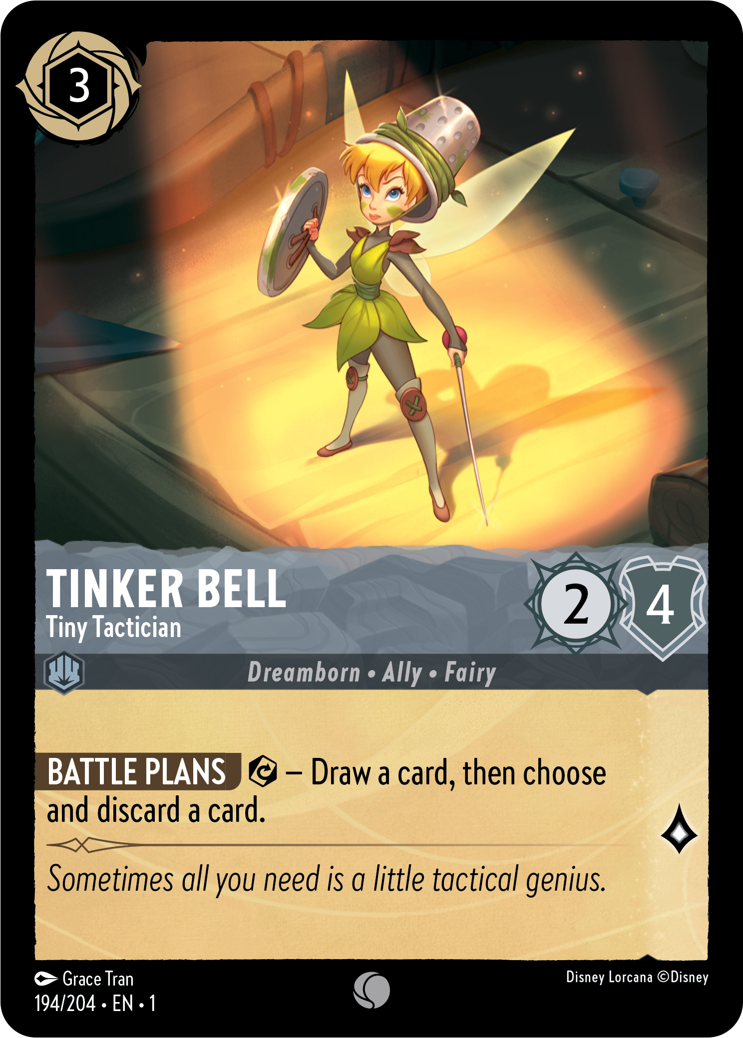 Tinker Bell, Tiny Tactician card from Disney Lorcana