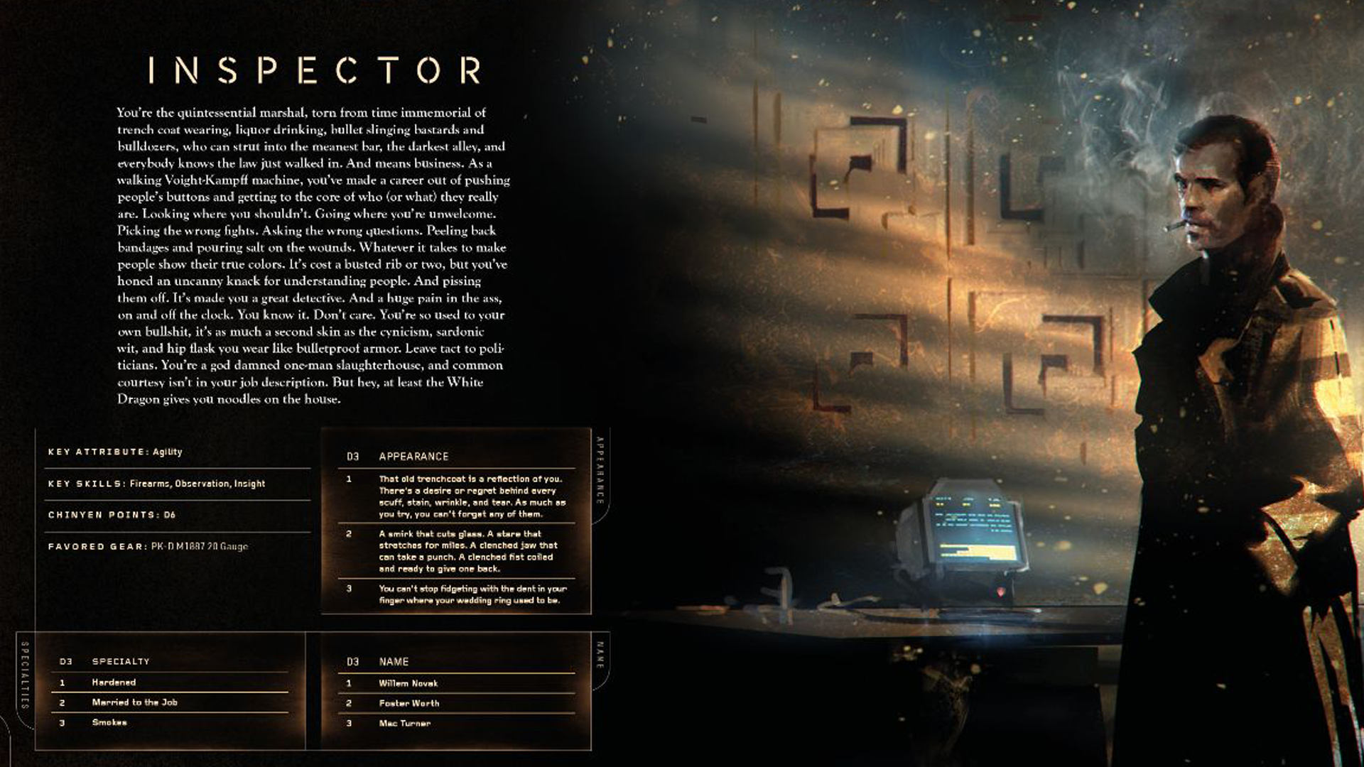 Blade Runner RPG inspector artwork