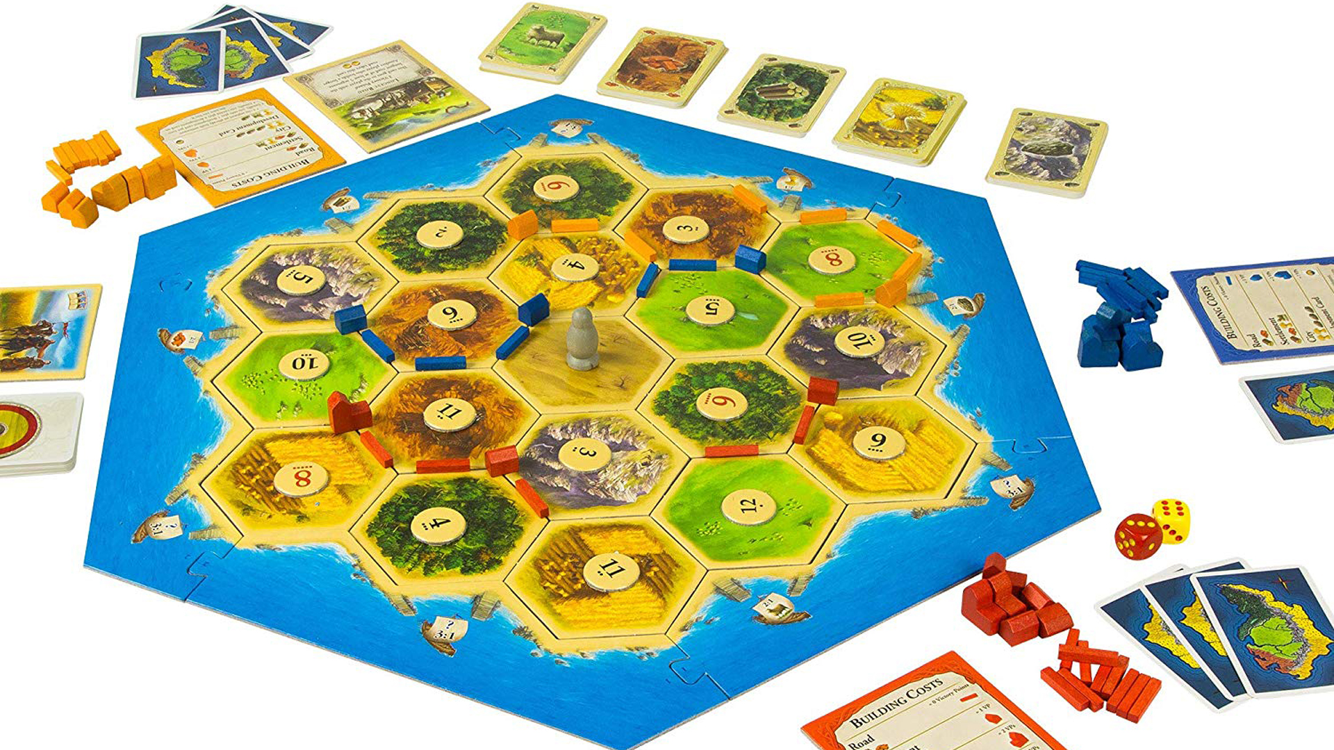 Wooden Pieces for Settlers of Catan settlements & cities Red roads 