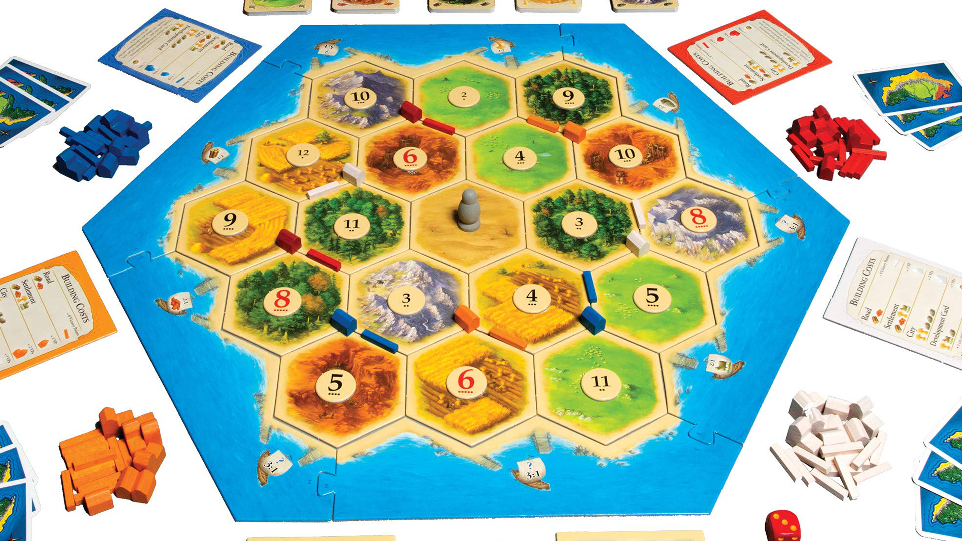Catan Official Extra/Replacement Game Pieces All 4 Building Costs Cards