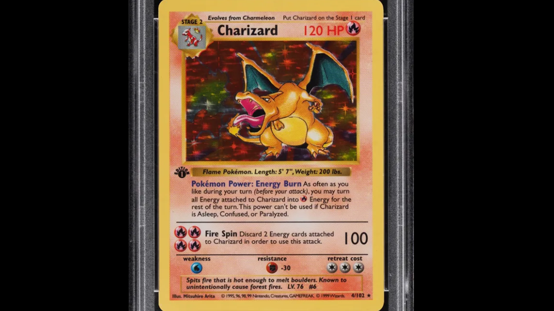 Charizard holo shadowless 1999 Pokémon card 2