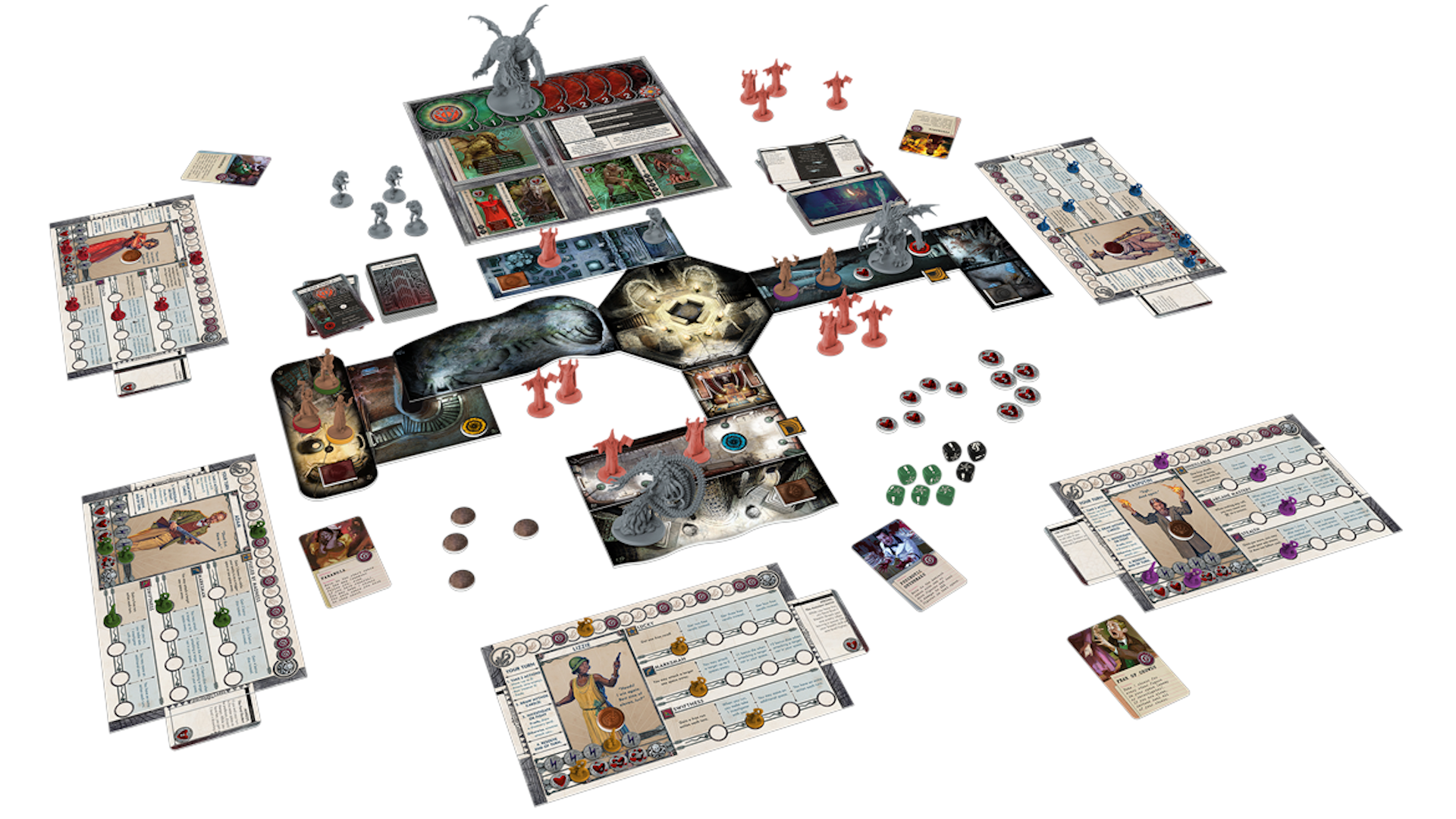 Cthulhu: Death May Die board game gameplay layout