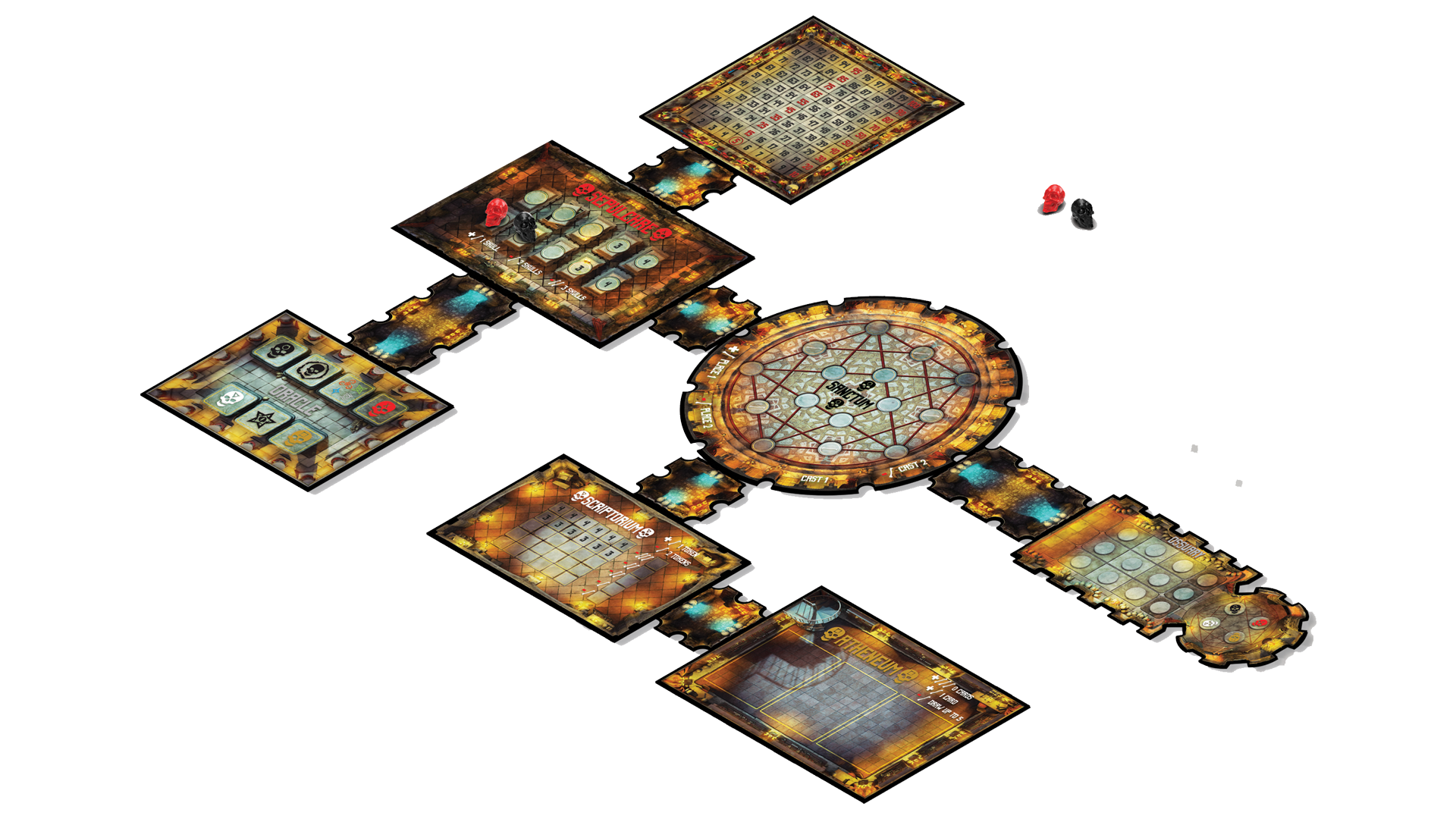 Dead Mans Cabal horror board game gameplay layout