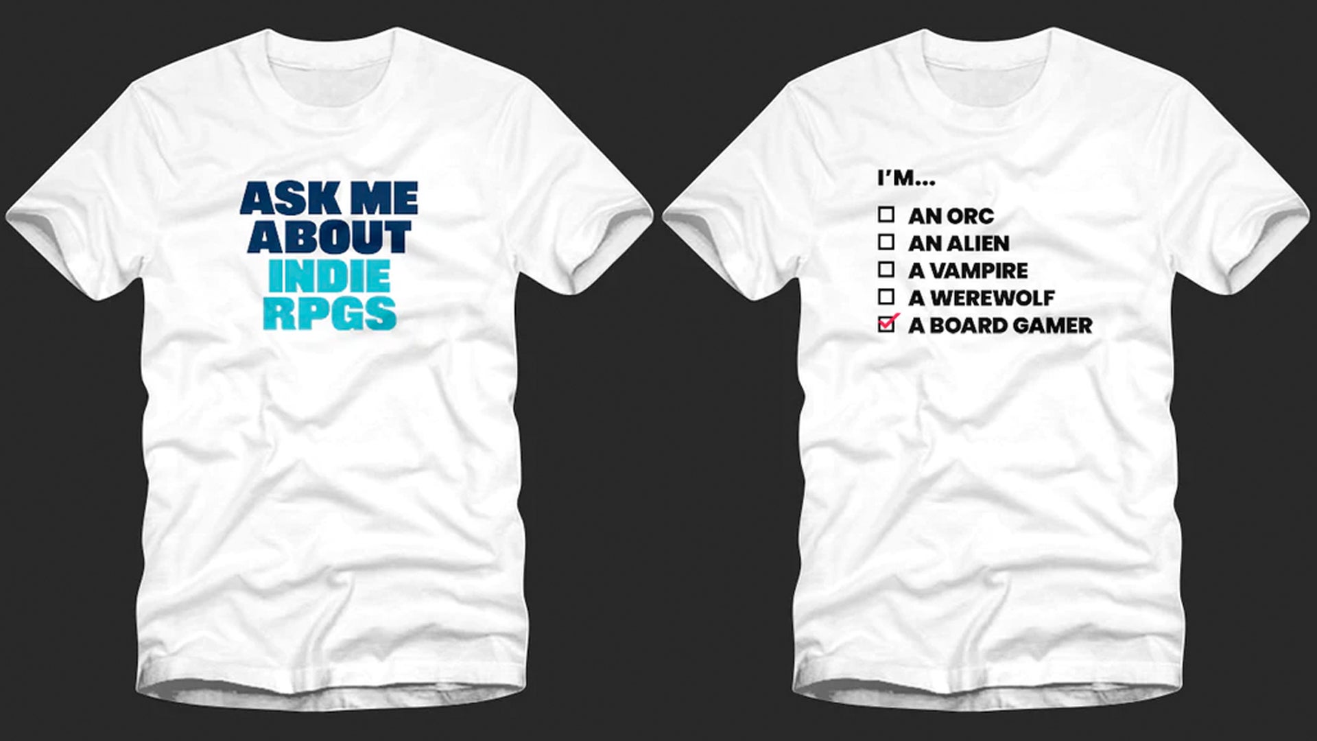 Image for Show the world how much you love indie RPGs and board games with our new T-shirt designs!