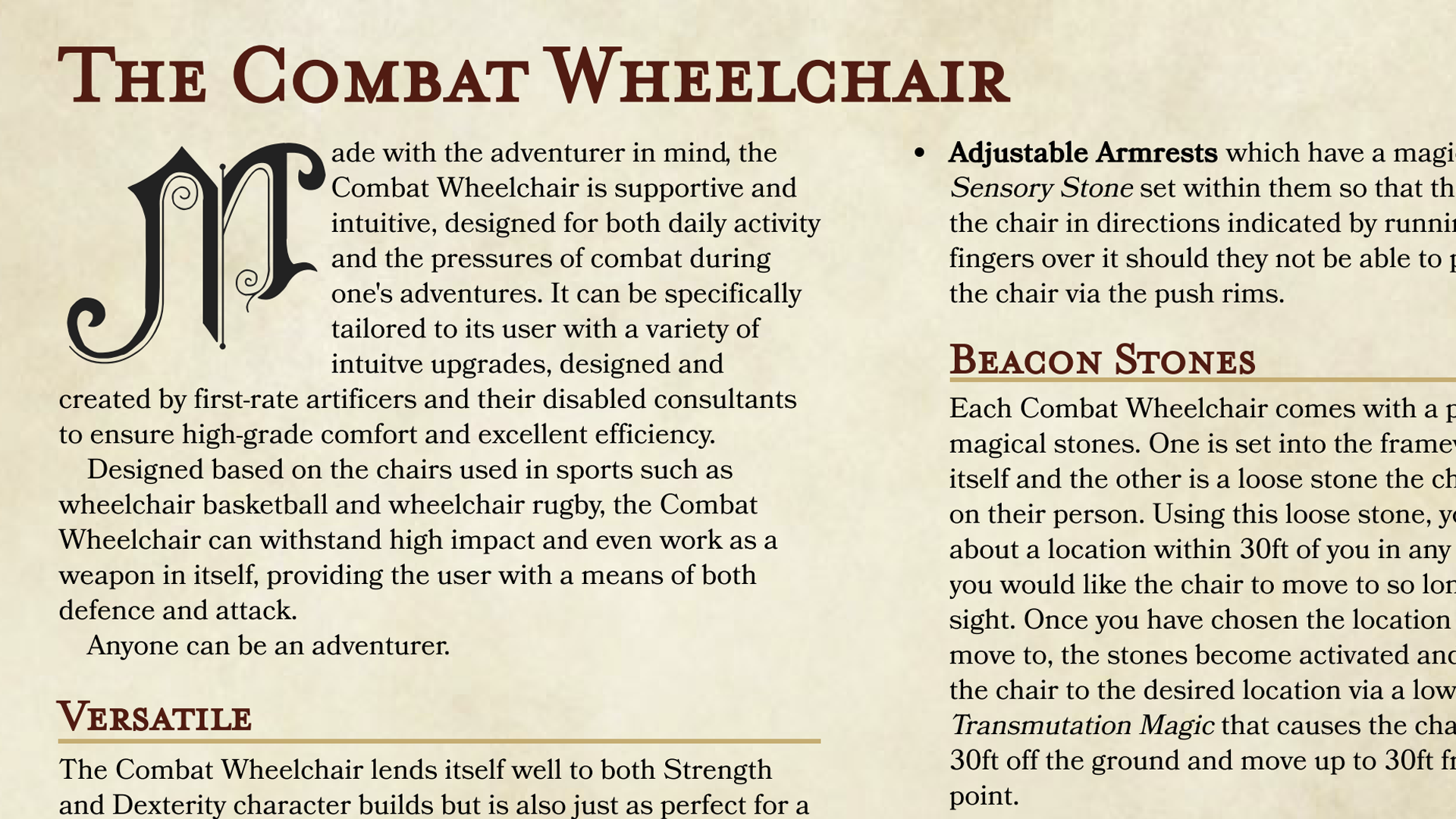 Image for Dungeons & Dragons 5E modder creates combat wheelchair for disabled RPG characters