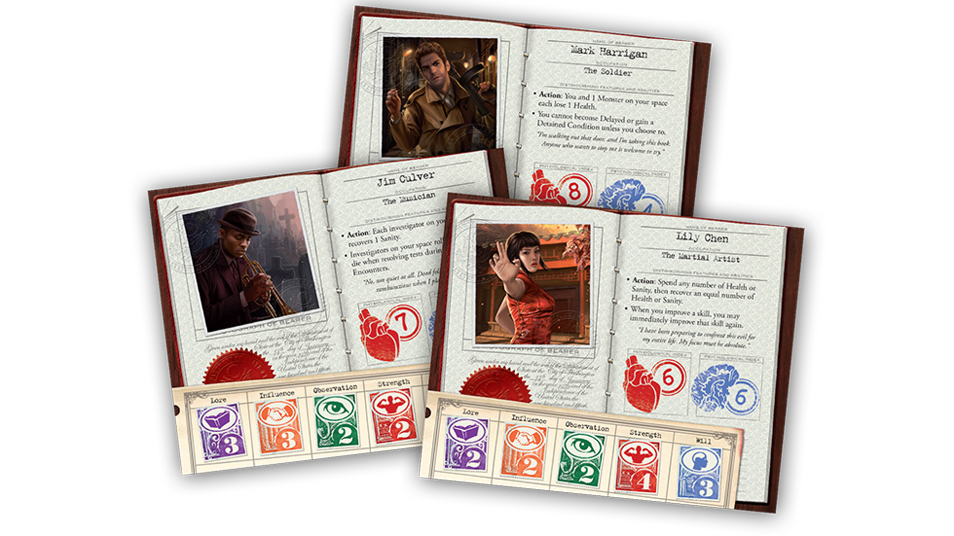 Eldritch Horror board game heroes cards