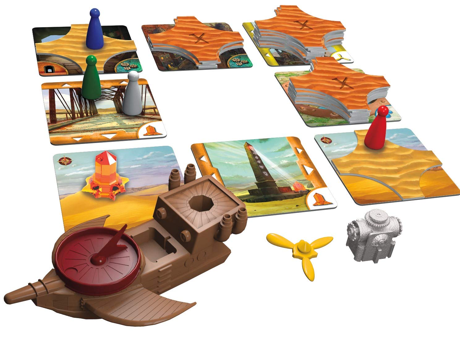 Forbidden Desert board game pieces