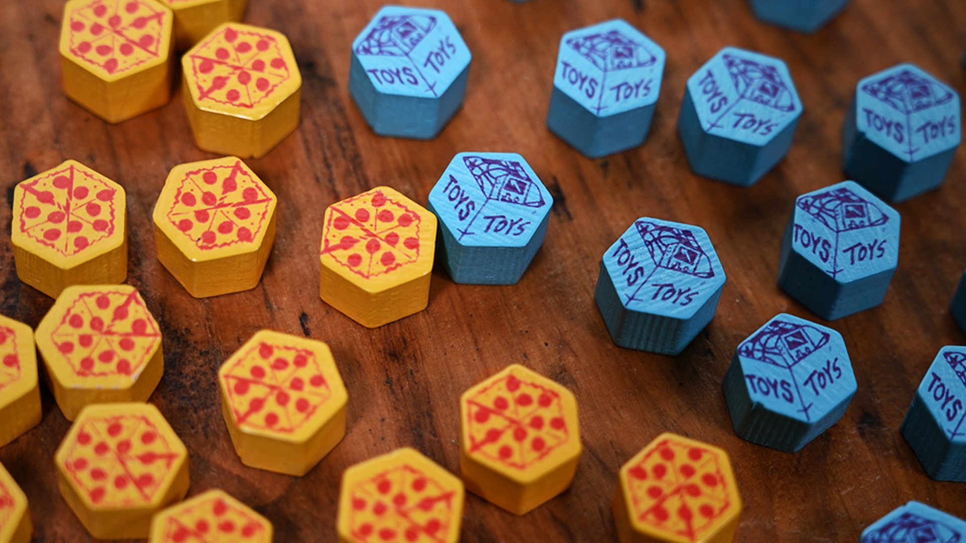 Fort board game pizza and toy tokens