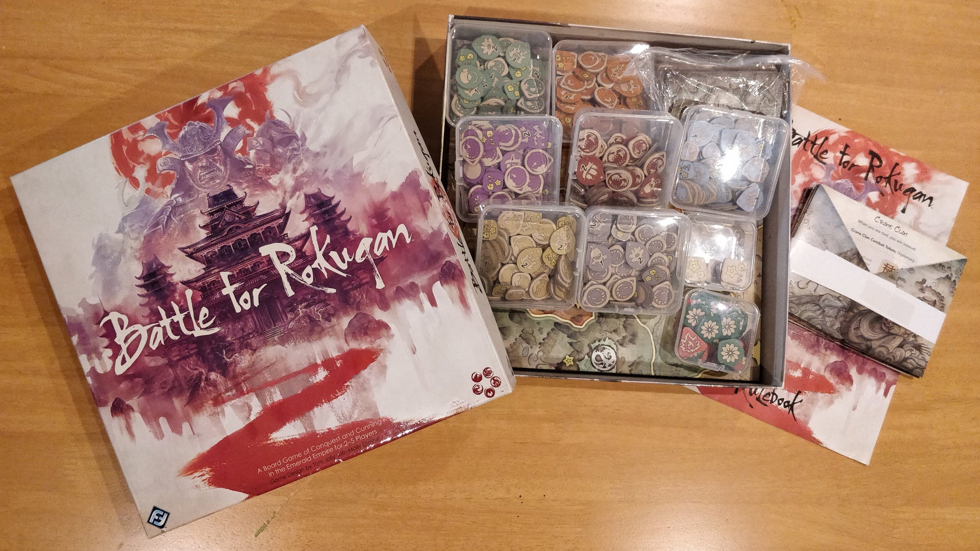 Battle for Rokugan board game with box organisers