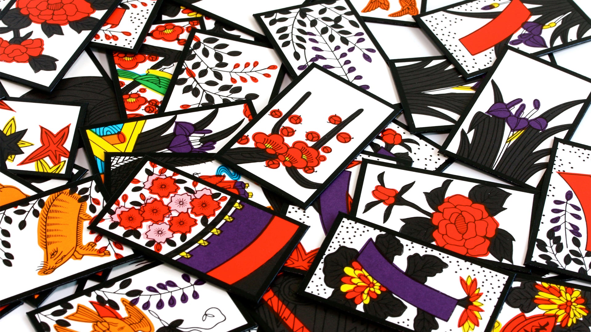 A pile of Hanafuda cards