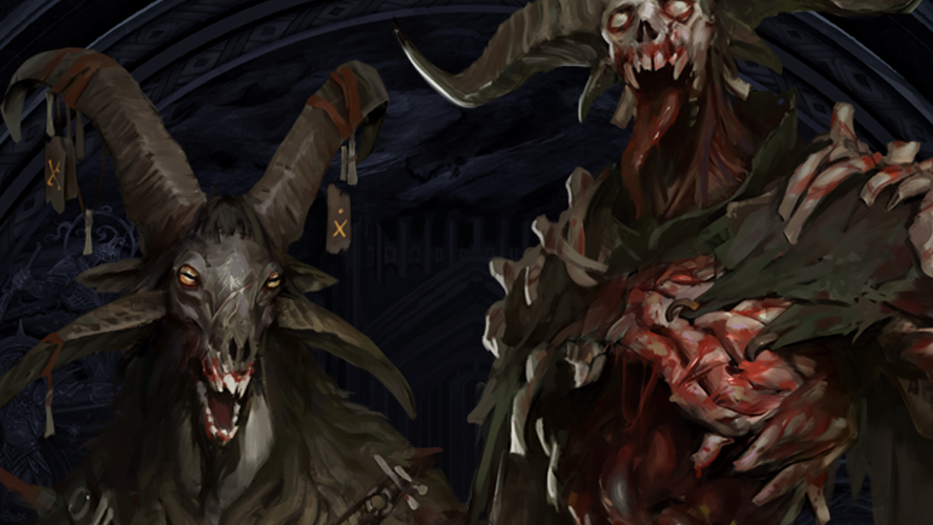 Artwork for Hellguard: Curse of Caina TRPG depicting two hellbeasts.