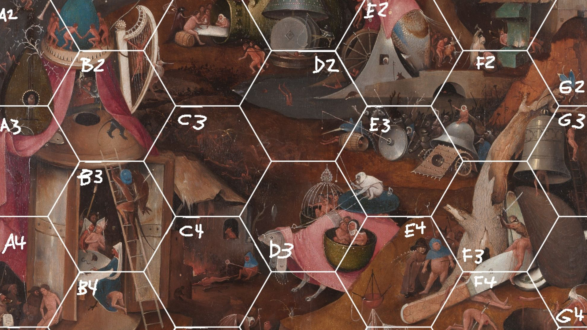 An image of a hexcrawl example for Hieronymus TRPG