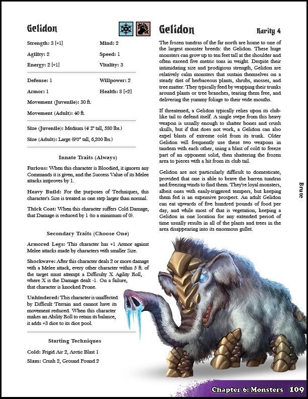 A page from the Monster Wrangler TRPG book