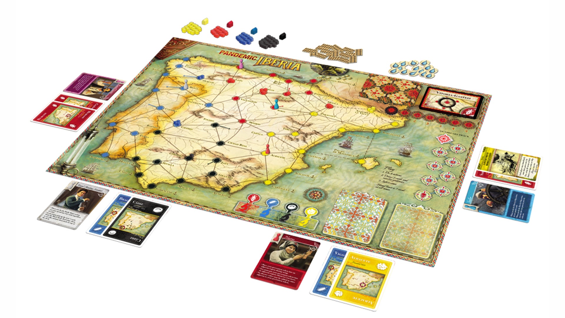 Pandemic Iberia board game layout