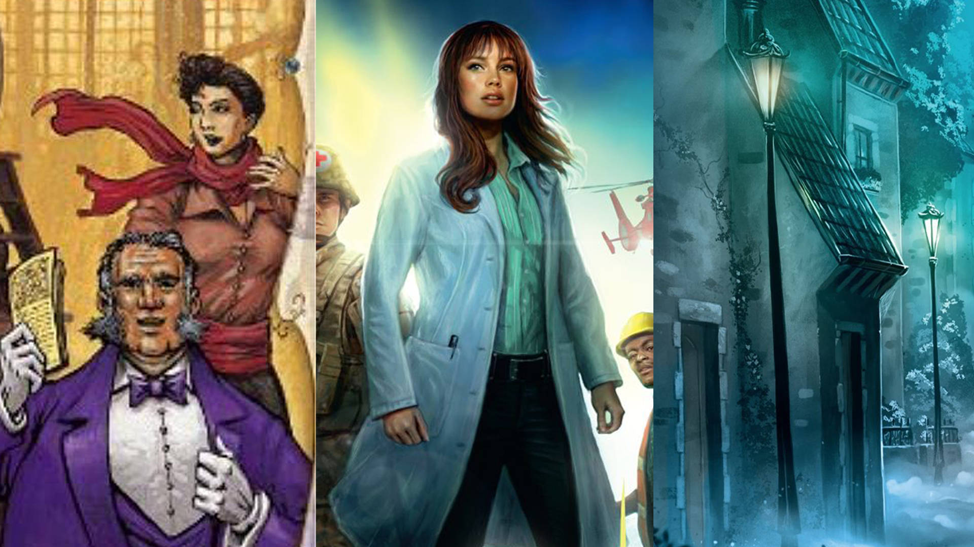 Pandemic, Ticket to Ride and Mysterium artwork
