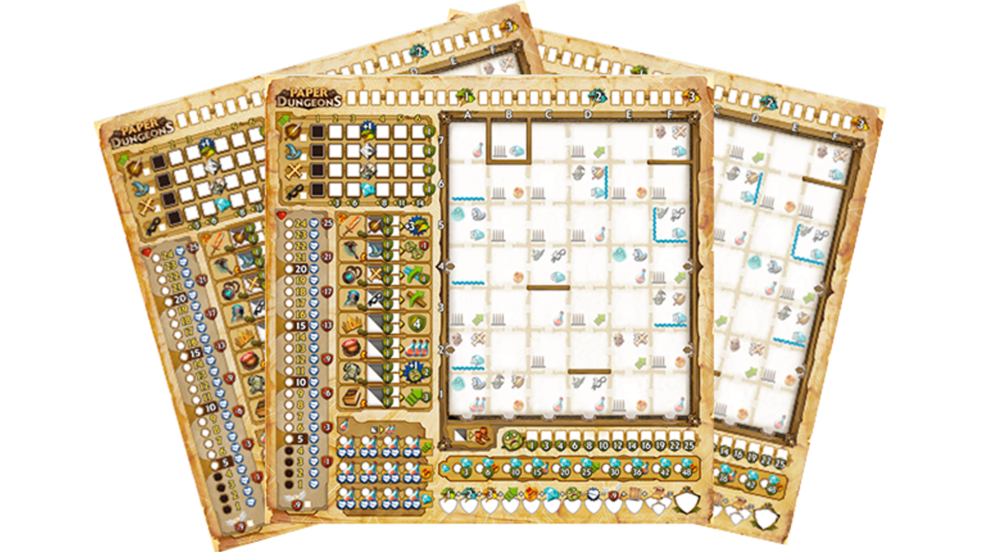 Paper Dungeons Board Game scoresheets