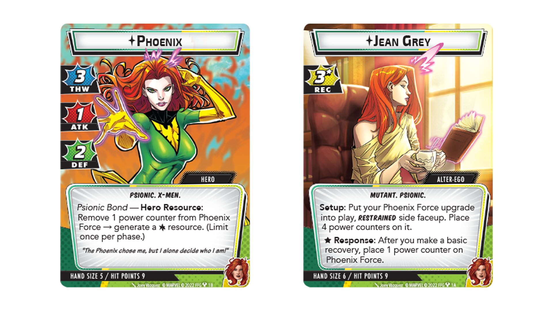 An image of the cards for Phoenix Hero Pack for Marvel Champions: The Card Game
