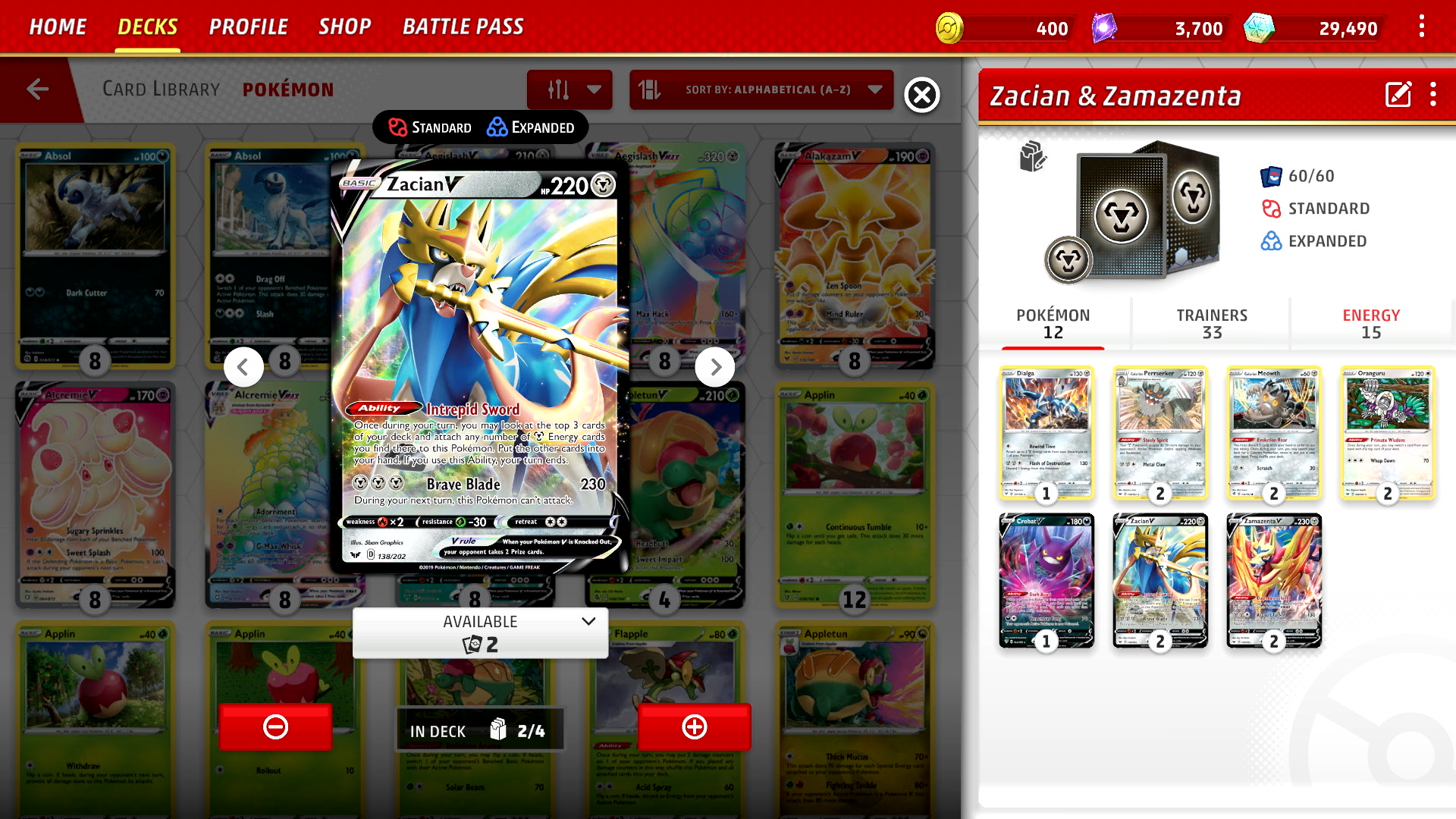 Pokémon Trading Card Game Live App screenshot cards