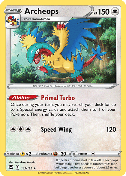 Archeops card from the Pokémon TCG Radiant Silver set.