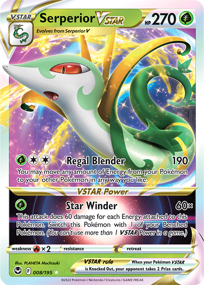 Serperior VSTAR card from the Pokémon TCG Radiant Silver set.