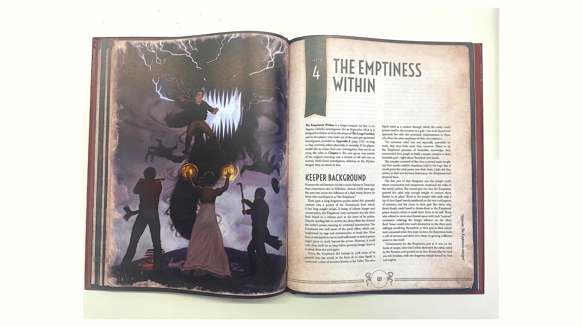 A image of a spread for the Regency Cthulhu sourcebook for Call of Cthulhu