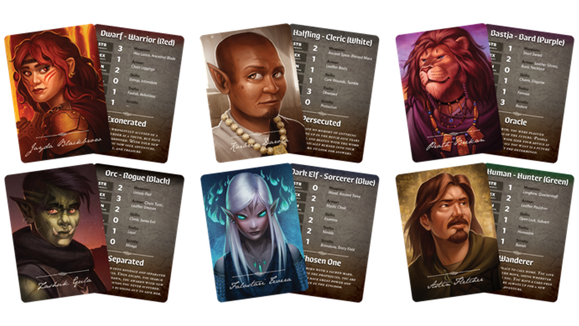 Roll Player Adventures board game character sheets