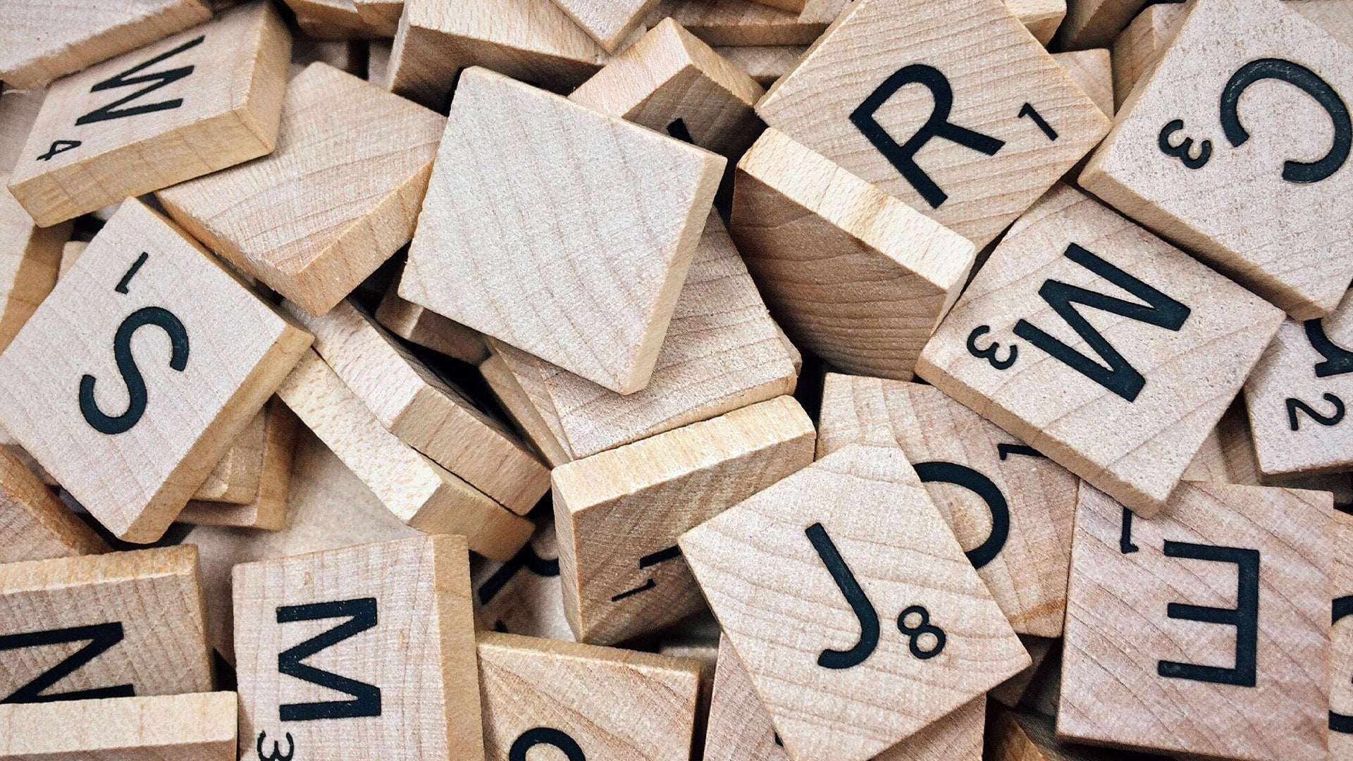 Scrabble board game tiles.