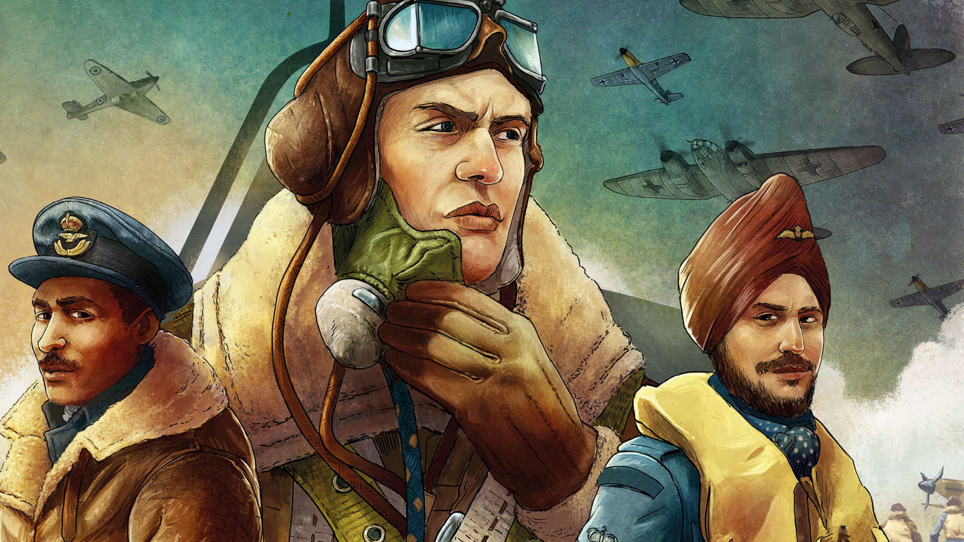 The front cover of Undaunted: Battle of Britain depicting RAF forces.