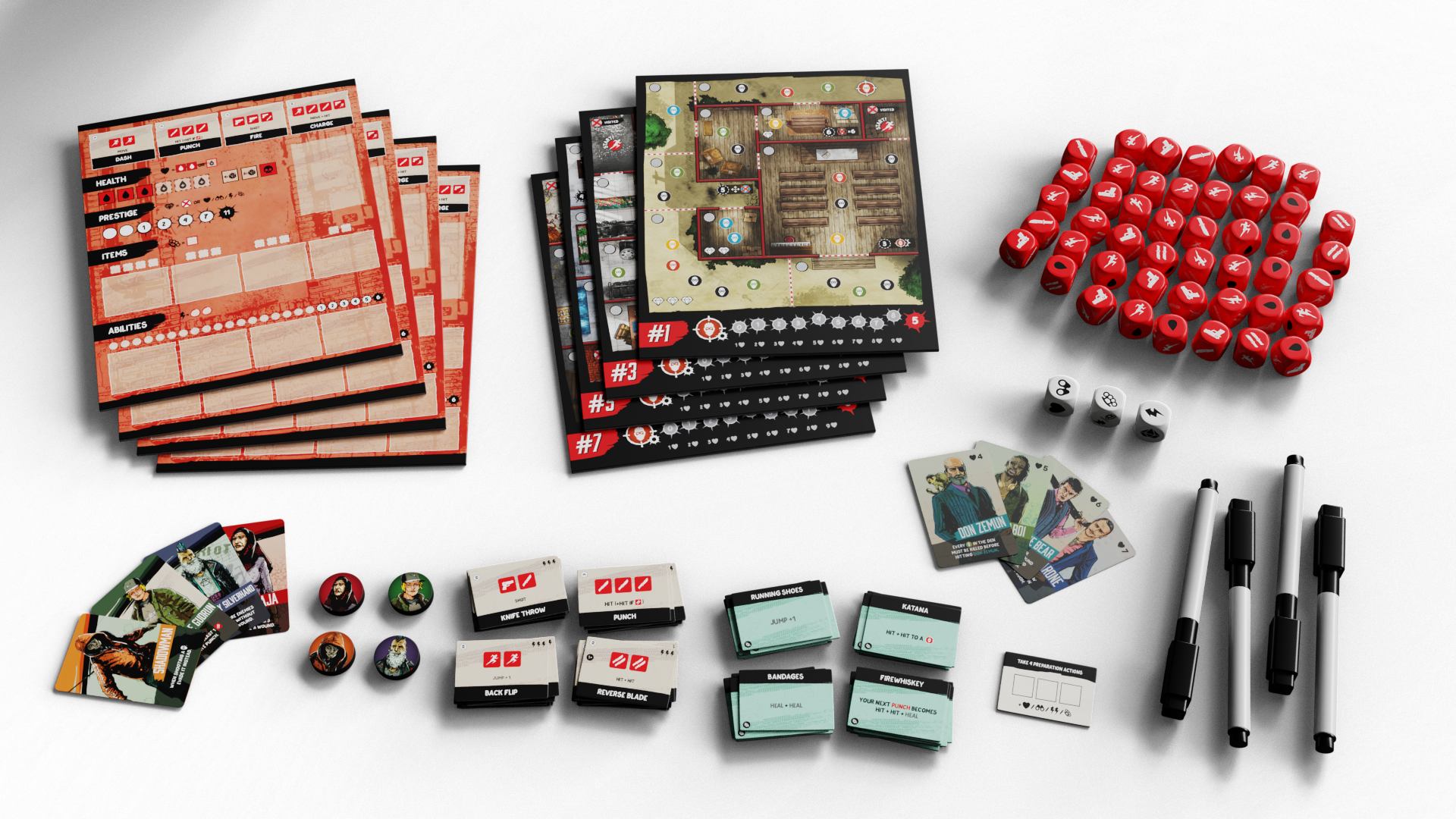 Vengeance: Roll and Fight components