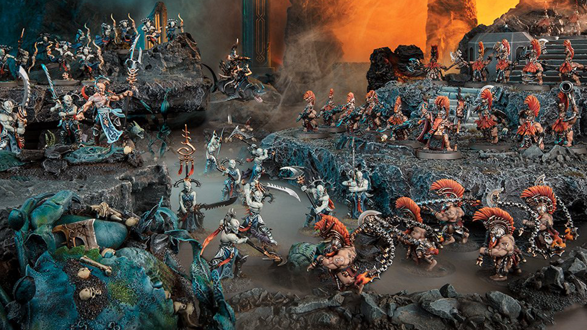 Models for Warhammer: Age of Sigmar Akhelian Thrallmaster and Auric Flamekeeper