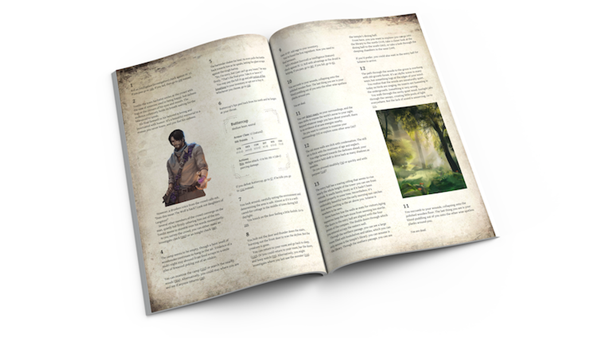 The Wolves of Langston RPG page layout spread