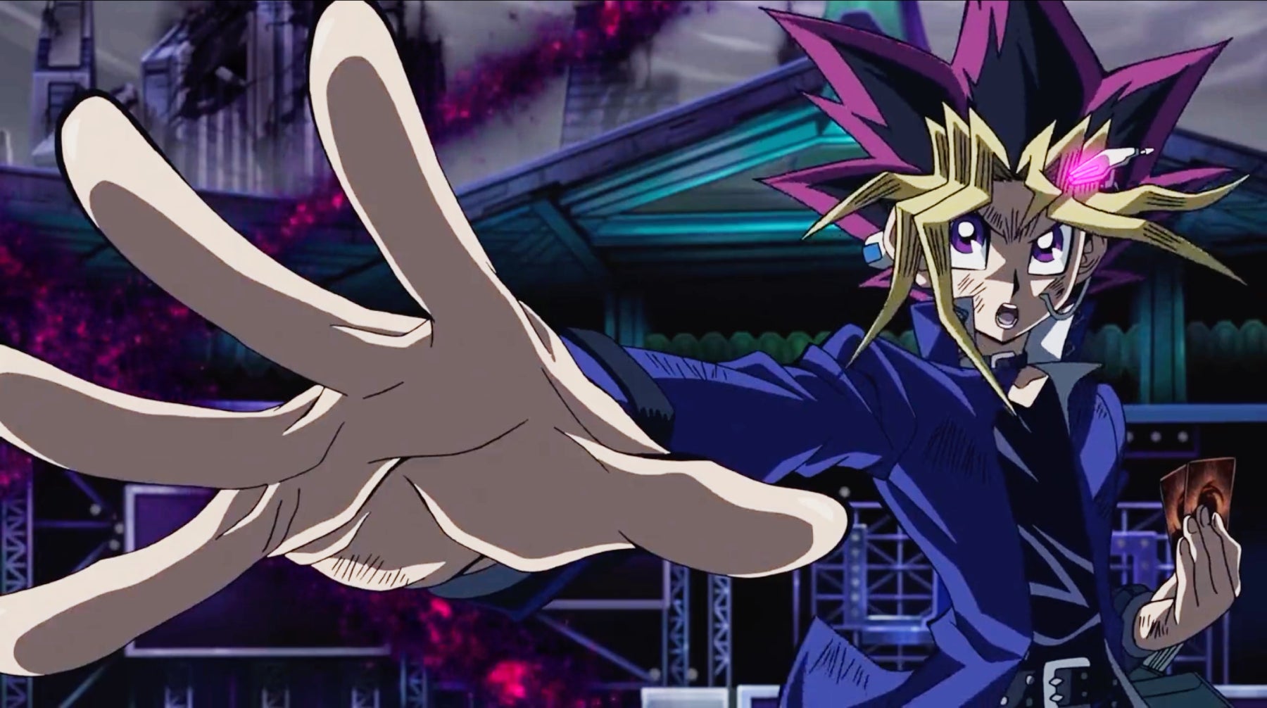 YuGi Mutou summoning a monster in the film Yu-Gi-Oh! The Dark Side of Dimensions