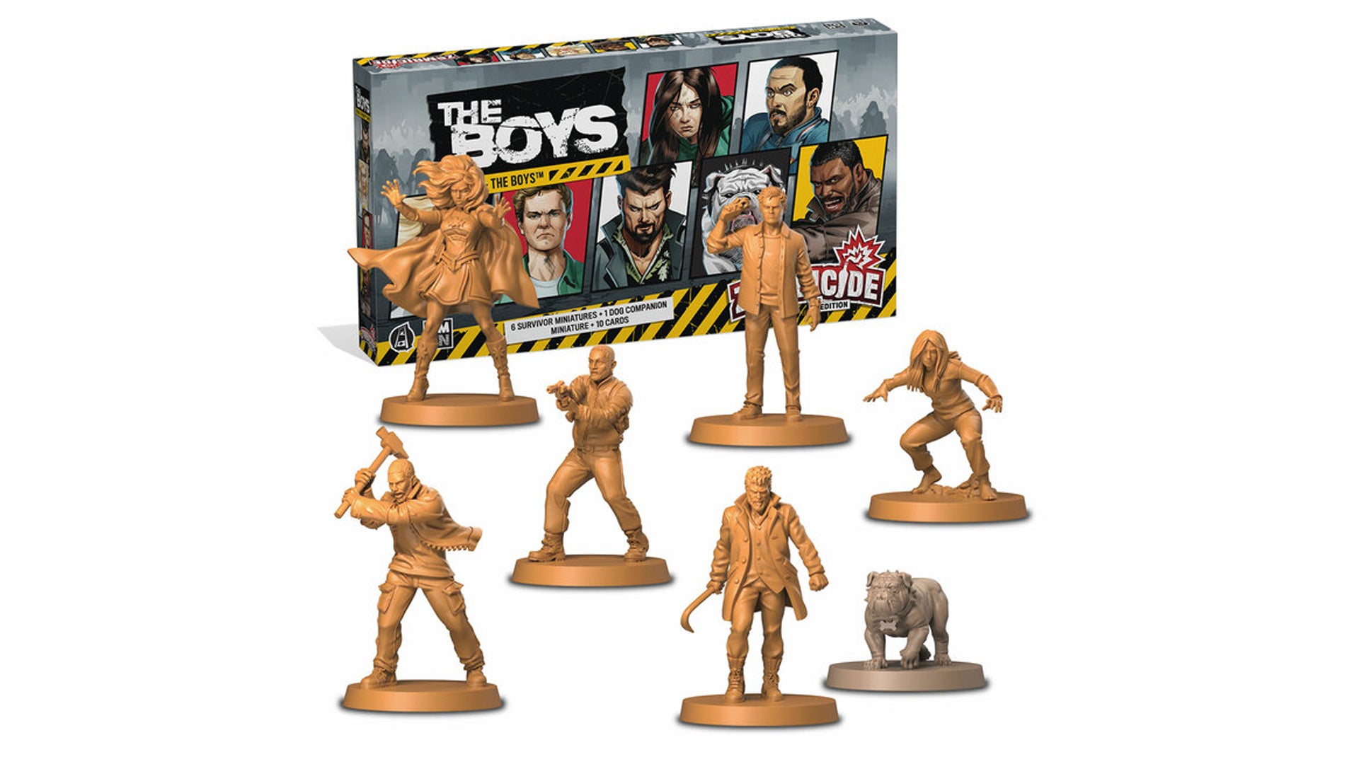 The layout image of The Boys character pack for Zombicide: Second Edition.
